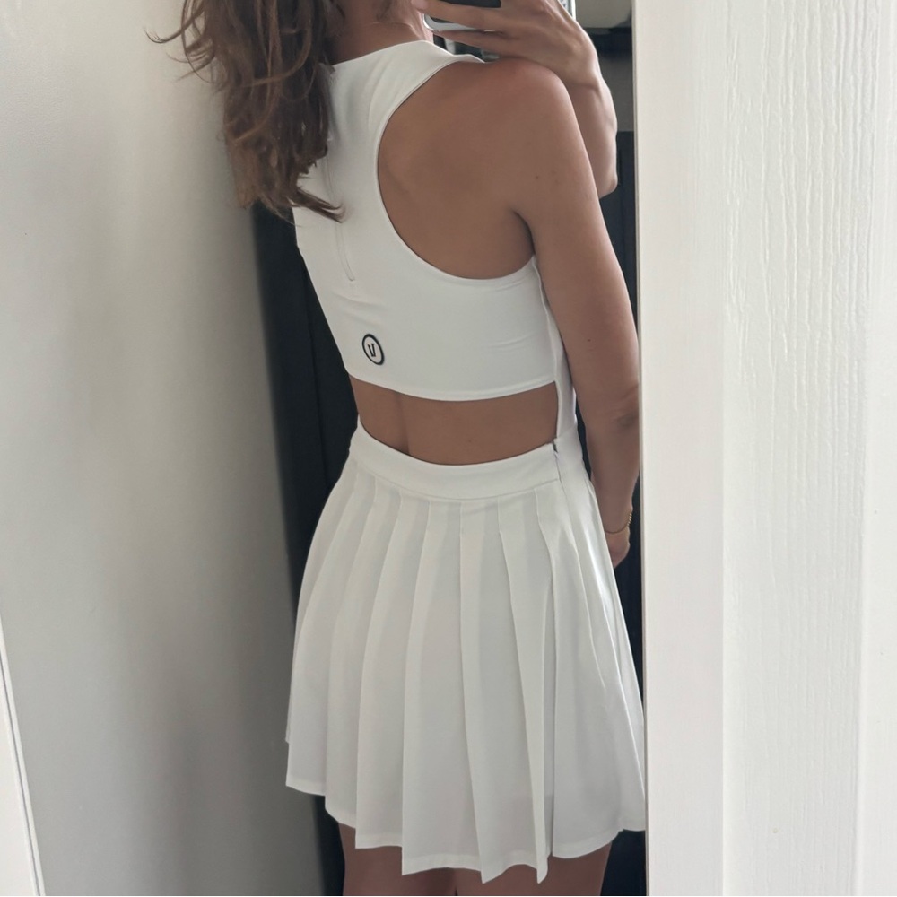 Vuori White Pleated Tennis Dress